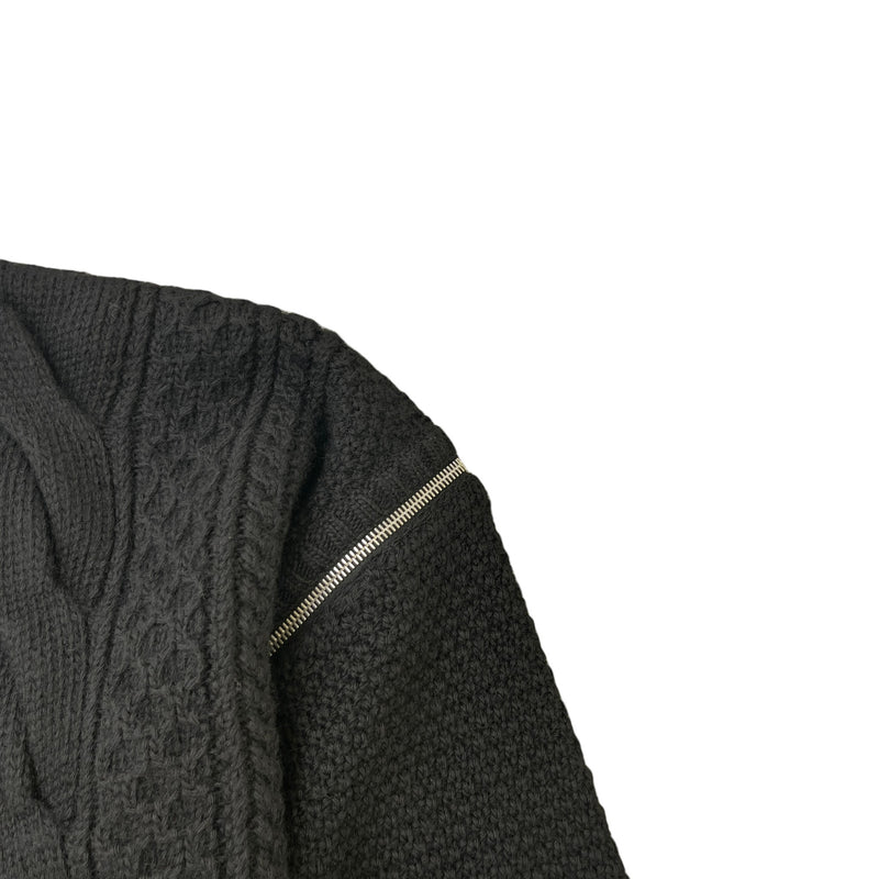 Men's Detachable-Sleeve Cable-Knit Cardigan Black Size M