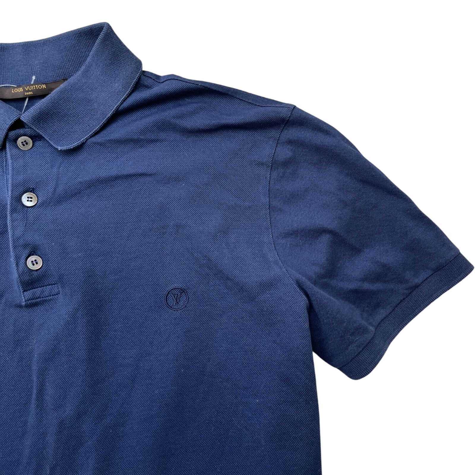 Men's Embroidered Lv Polo Shirt Navy Size M - Photo 5