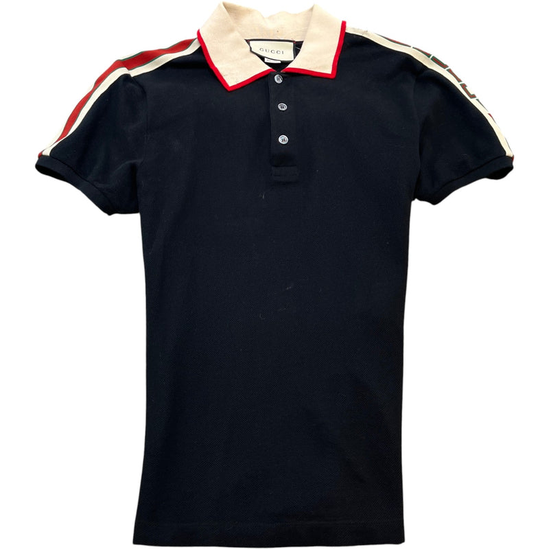 Men's Tape Logo Polo Shirt Black Size M