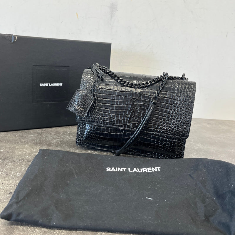 Women's Crocodile Embossed Bag Black