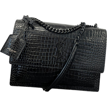 Women's Crocodile Embossed Bag Black