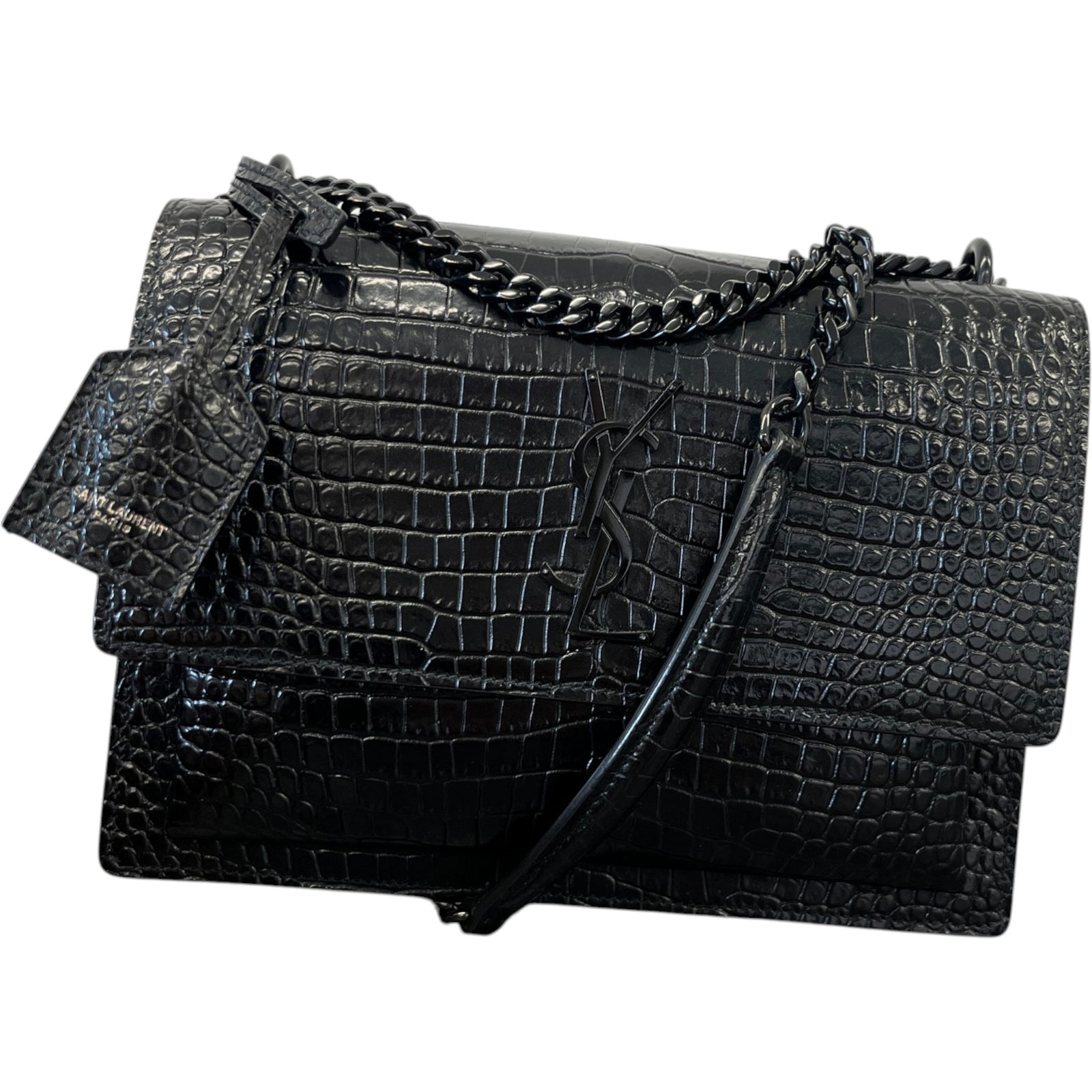 Women's Crocodile Embossed Bag Black - Photo 1