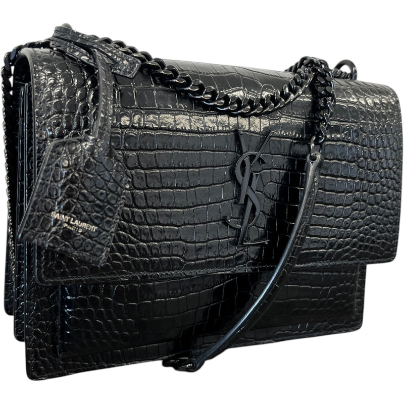 Women's Crocodile Embossed Bag Black