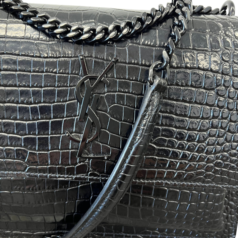 Women's Crocodile Embossed Bag Black