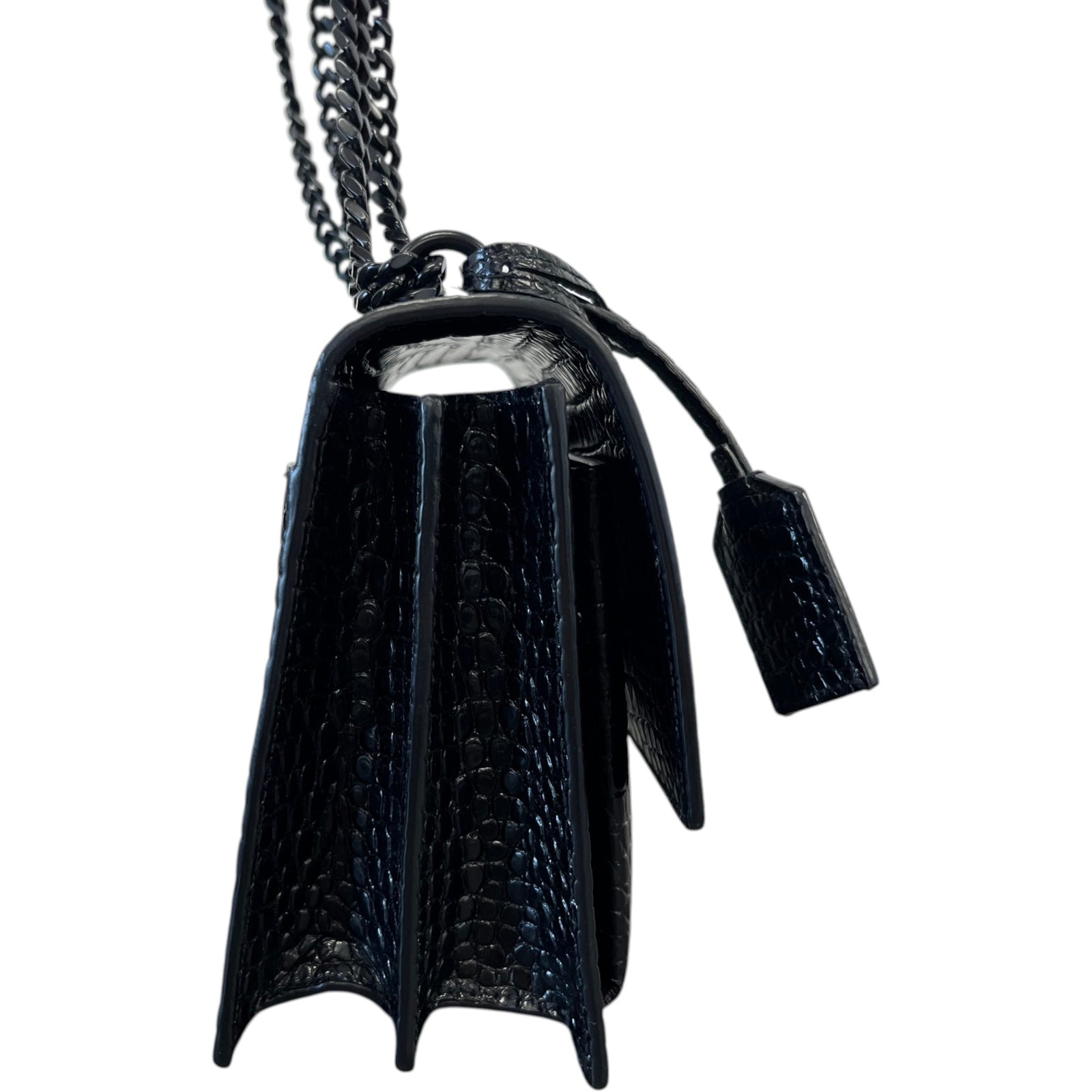 Women's Crocodile Embossed Bag Black - Photo 6