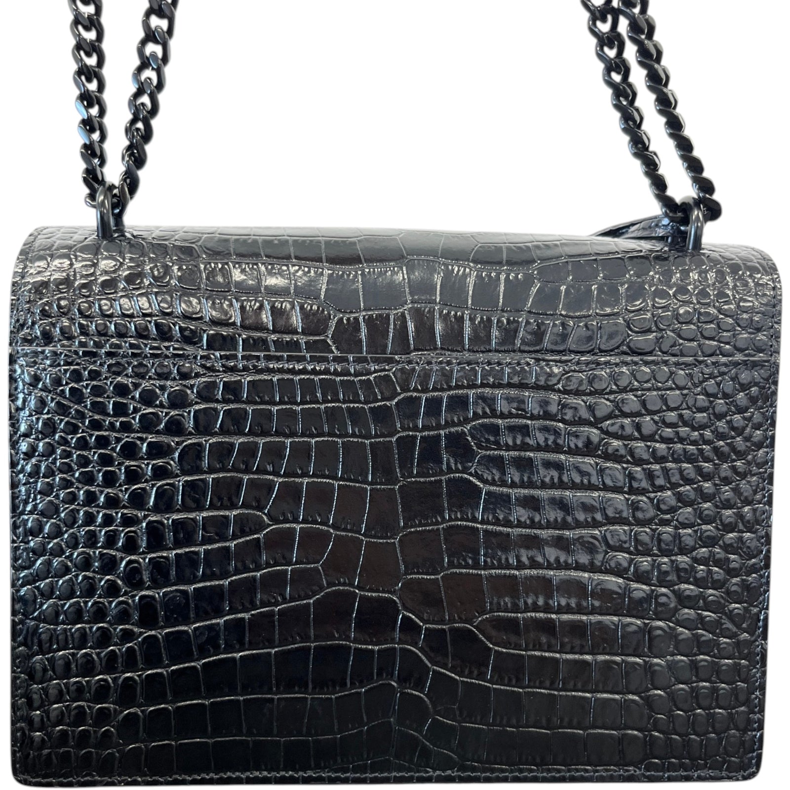 Women's Crocodile Embossed Bag Black - Photo 3
