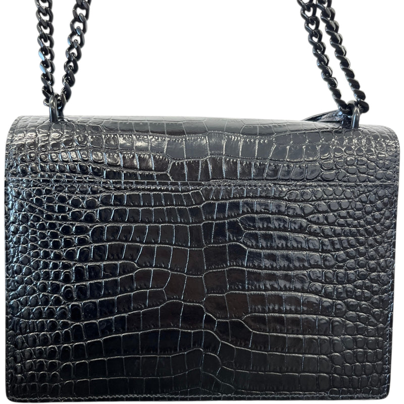 Women's Crocodile Embossed Bag Black
