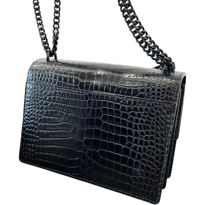 Women's Crocodile Embossed Bag Black