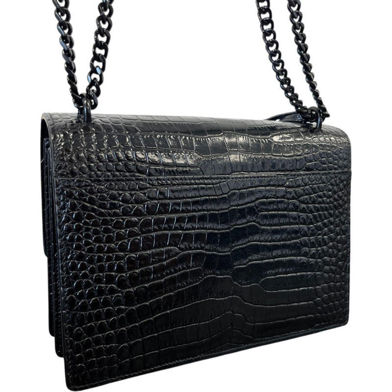 Women's Crocodile Embossed Bag Black