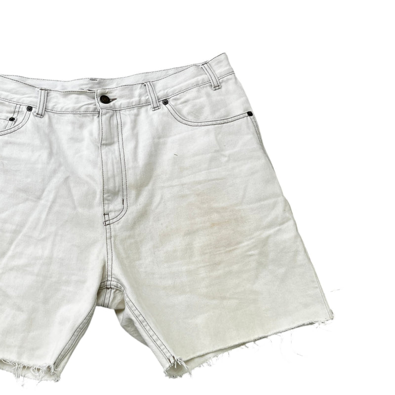 Men's Raw Edge Baggy Shorts Cream Size Waist 32"