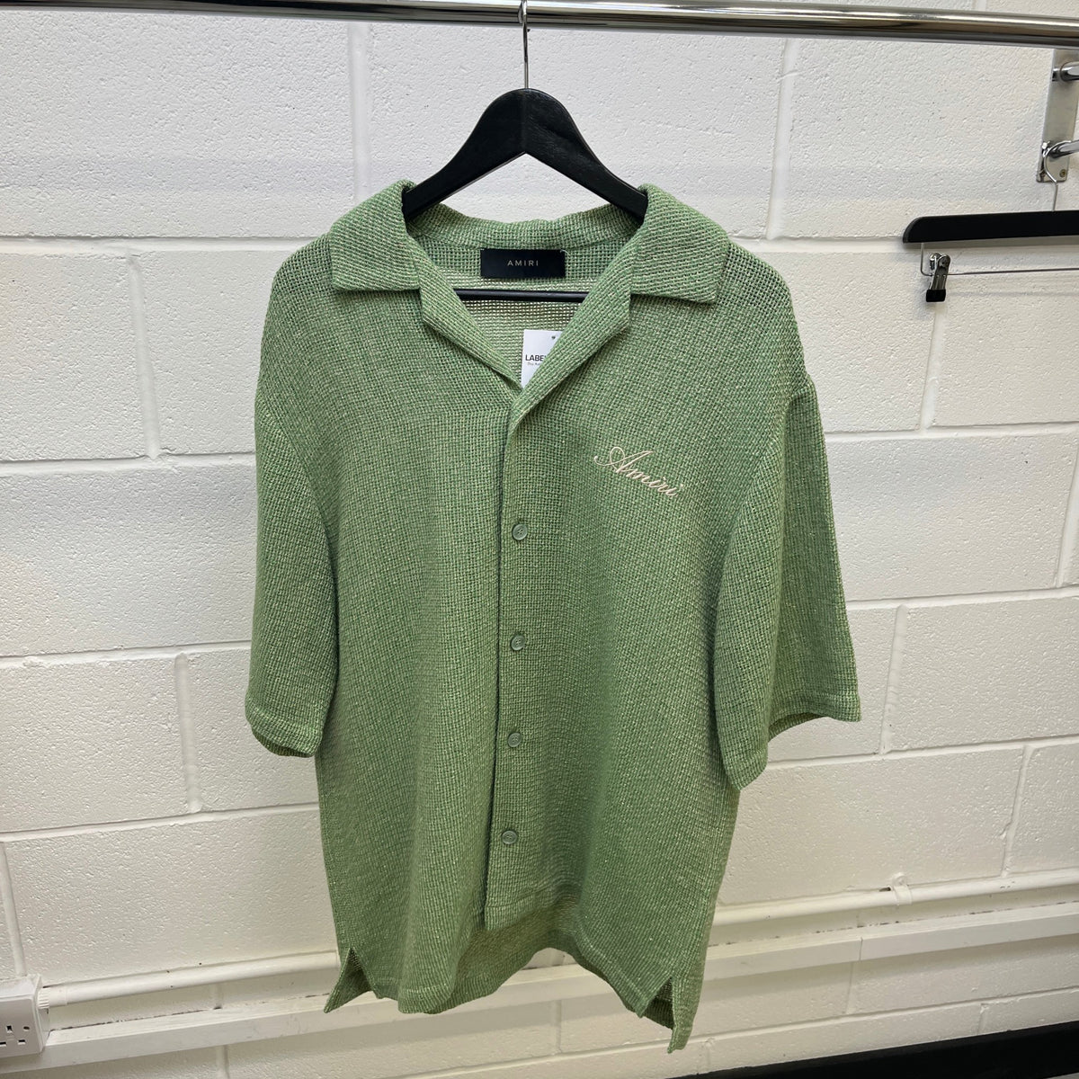 Men's Embroidered Logo Short Sleeve Shirt Green Size L - Photo 7