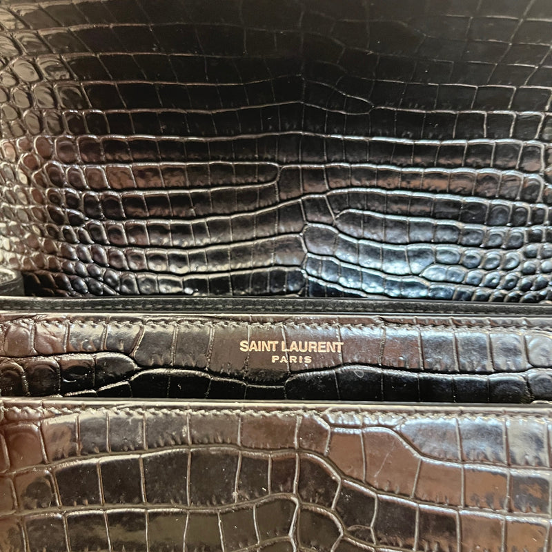 Women's Crocodile Embossed Bag Black