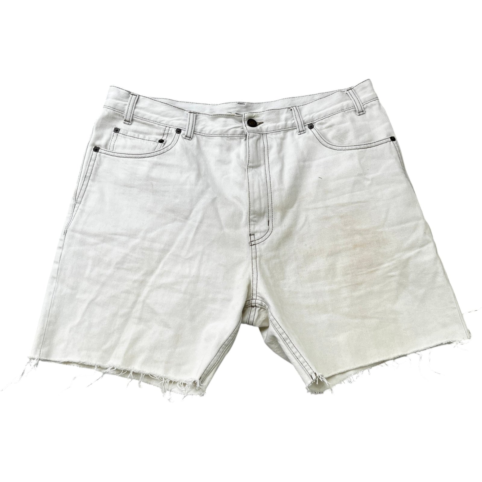 Men's Raw Edge Baggy Shorts Cream Size Waist 32" - Photo 1