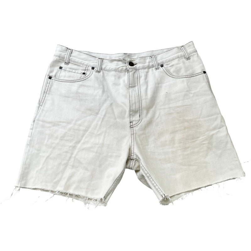 Men's Raw Edge Baggy Shorts Cream Size Waist 32"