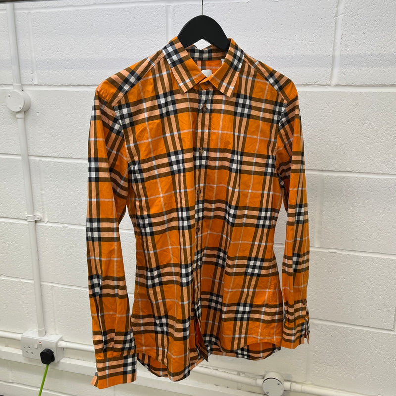 Men's Nova Check Long Sleeve Shirt Orange Size M