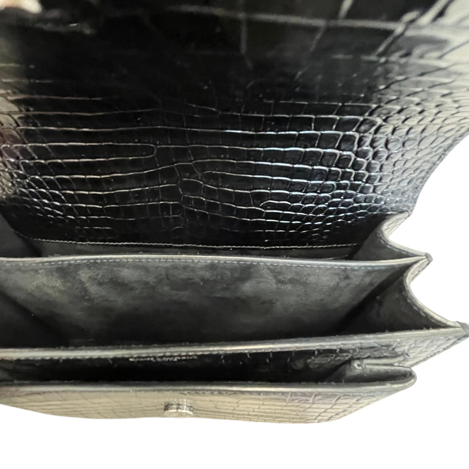 Women's Crocodile Embossed Bag Black - Photo 12