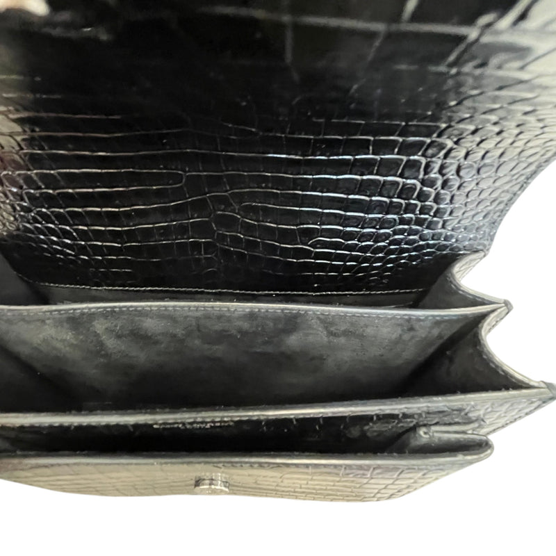 Women's Crocodile Embossed Bag Black