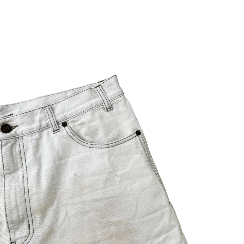 Men's Raw Edge Baggy Shorts Cream Size Waist 32"