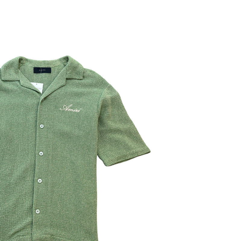 Men's Embroidered Logo Short Sleeve Shirt Green Size L