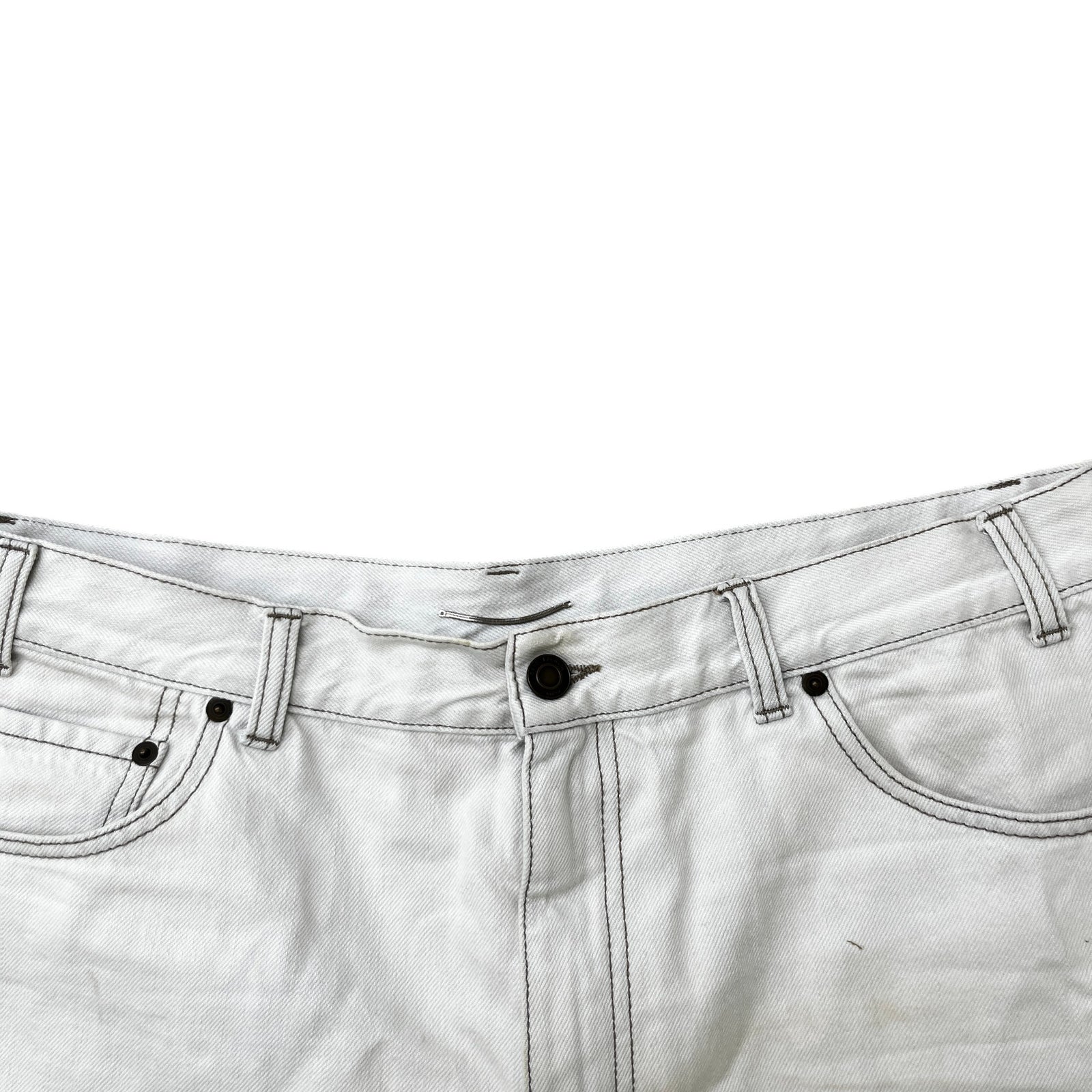 Men's Raw Edge Baggy Shorts Cream Size Waist 32" - Photo 6