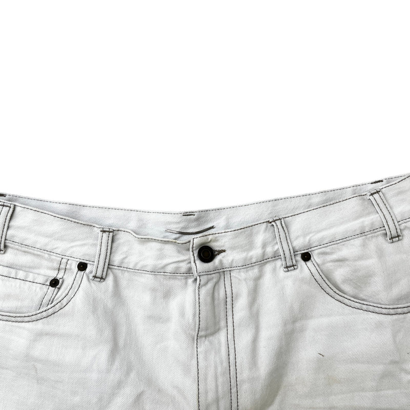 Men's Raw Edge Baggy Shorts Cream Size Waist 32"