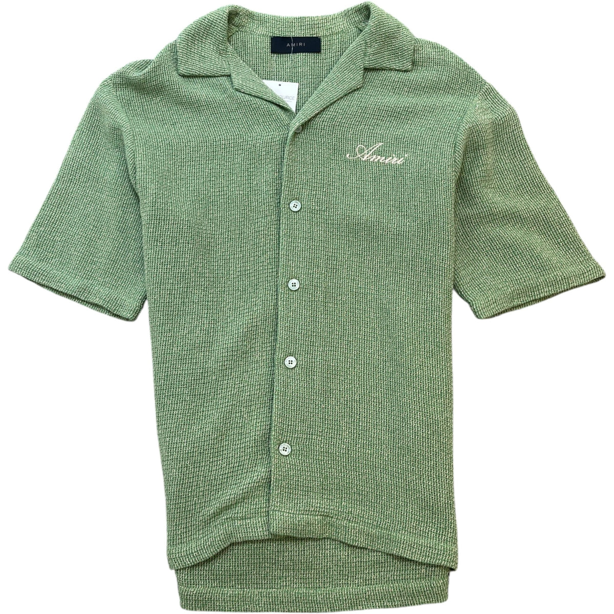 Men's Embroidered Logo Short Sleeve Shirt Green Size L - Photo 1