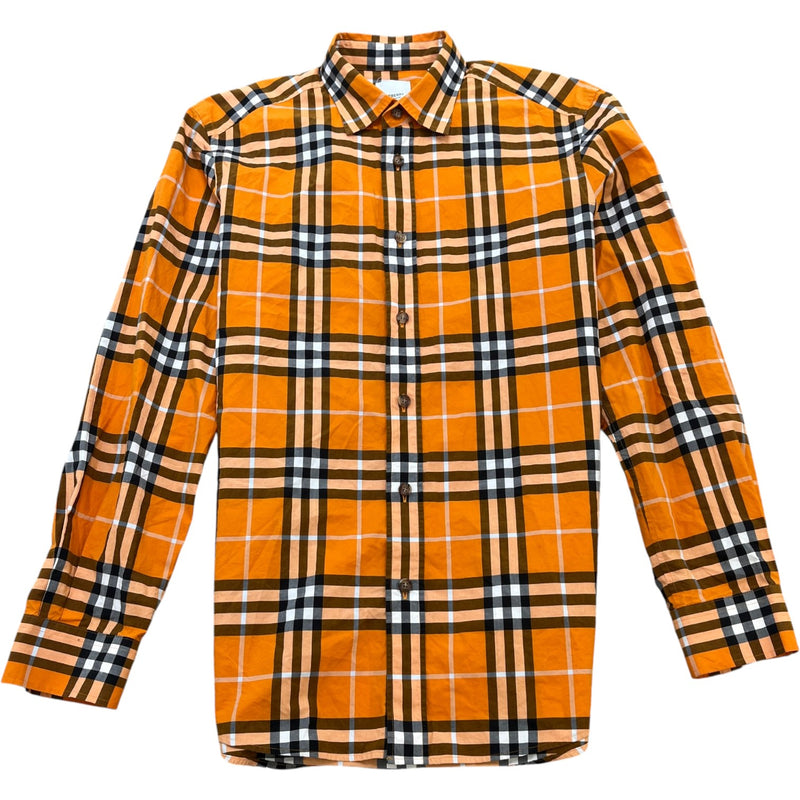 Men's Nova Check Long Sleeve Shirt Orange Size M