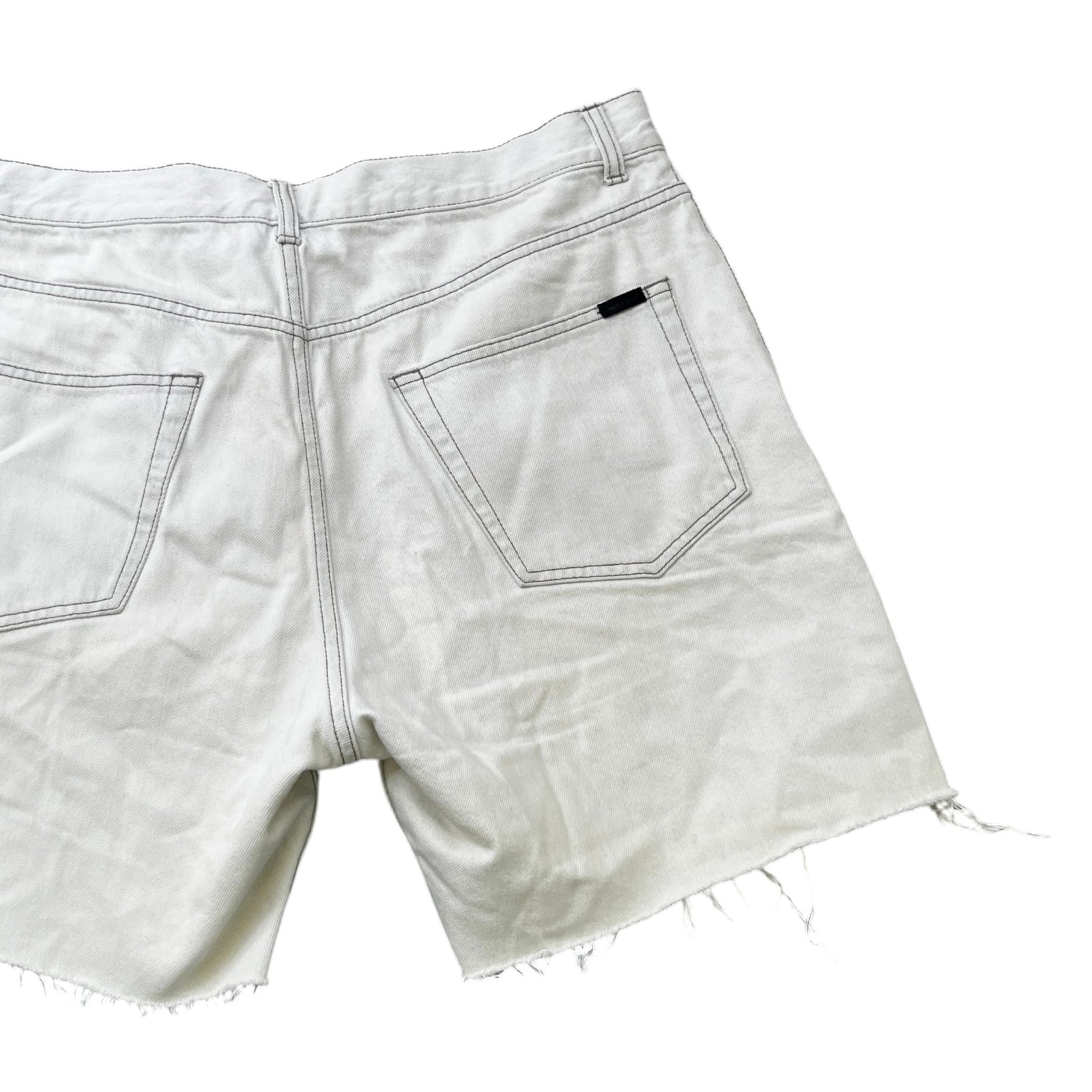 Men's Raw Edge Baggy Shorts Cream Size Waist 32" - Photo 4