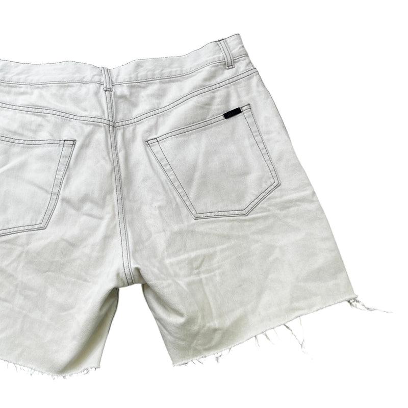 Men's Raw Edge Baggy Shorts Cream Size Waist 32"