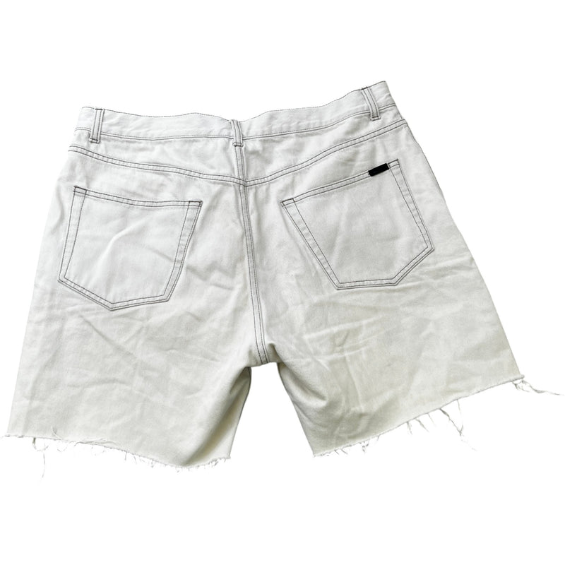 Men's Raw Edge Baggy Shorts Cream Size Waist 32"