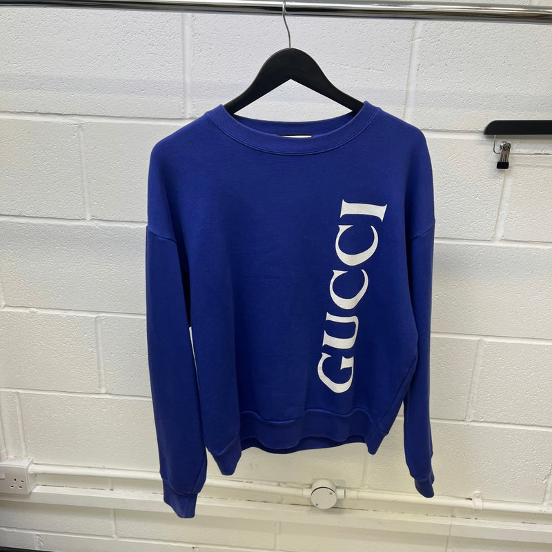 Men's Logo Print Sweatshirt Blue Size S