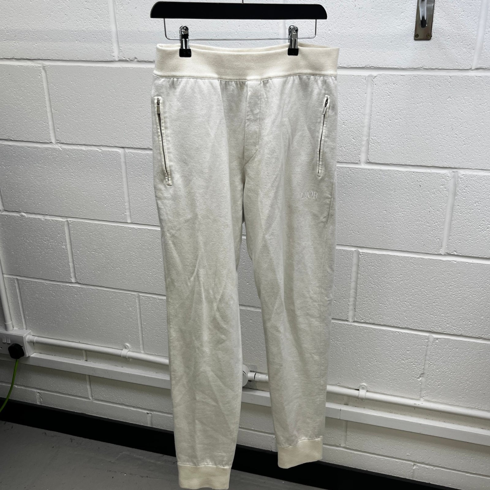 Men's Embroidered Logo Joggers Cream Size M - Photo 8