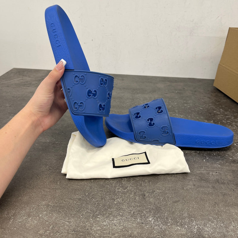 Men's GG Supreme Slides Blue Size UK 9 / EU 43