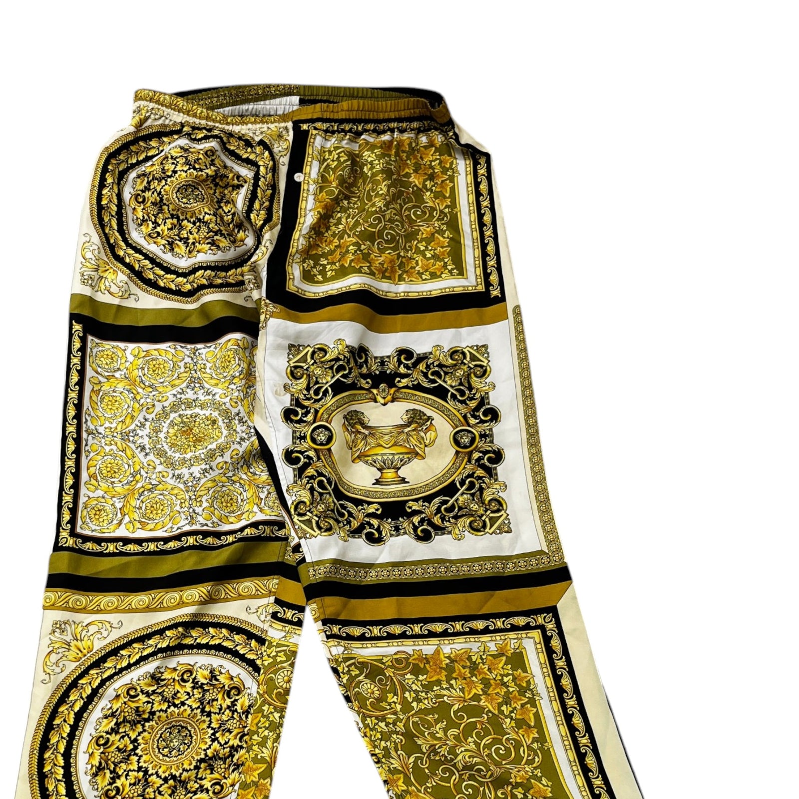 Men's Barocco Print Trousers Yellow Size XL - Photo 3