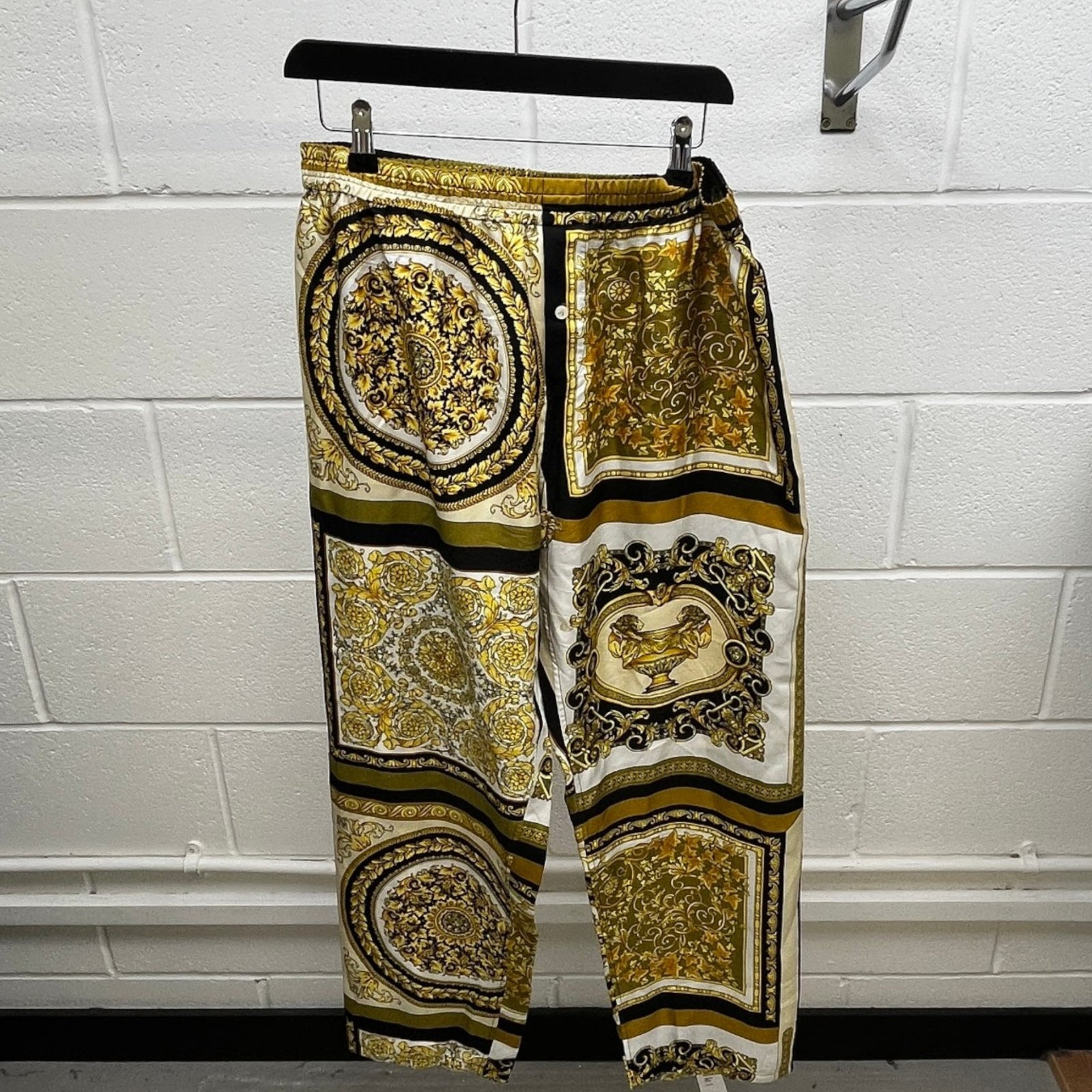 Men's Barocco Print Trousers Yellow Size XL - Photo 8