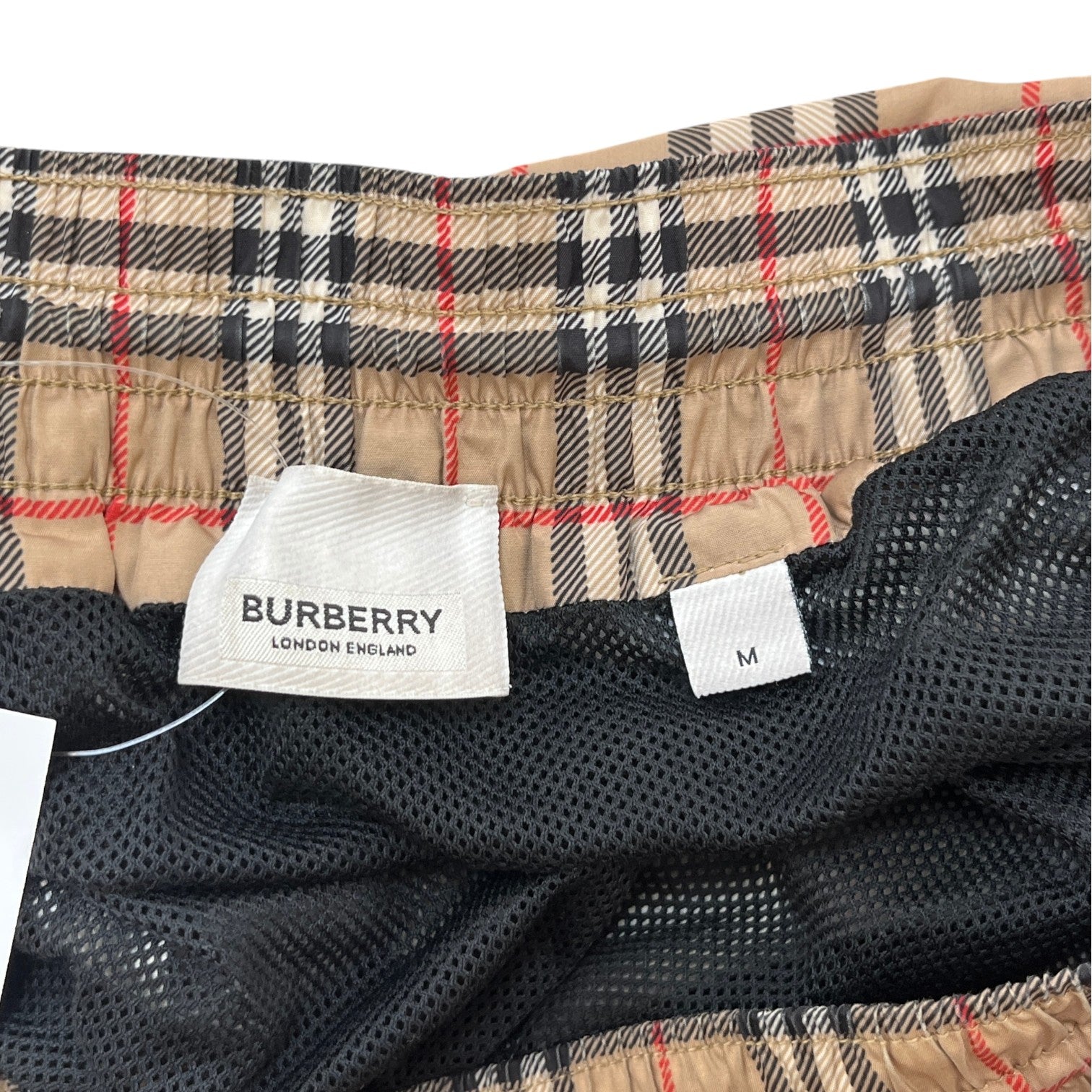 Men's Nova Check Swim Shorts Beige Size M - Photo 5
