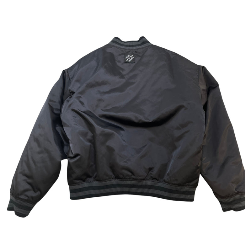 Men's Embellished Nylon Baseball Blouson Jacket Black Size XL
