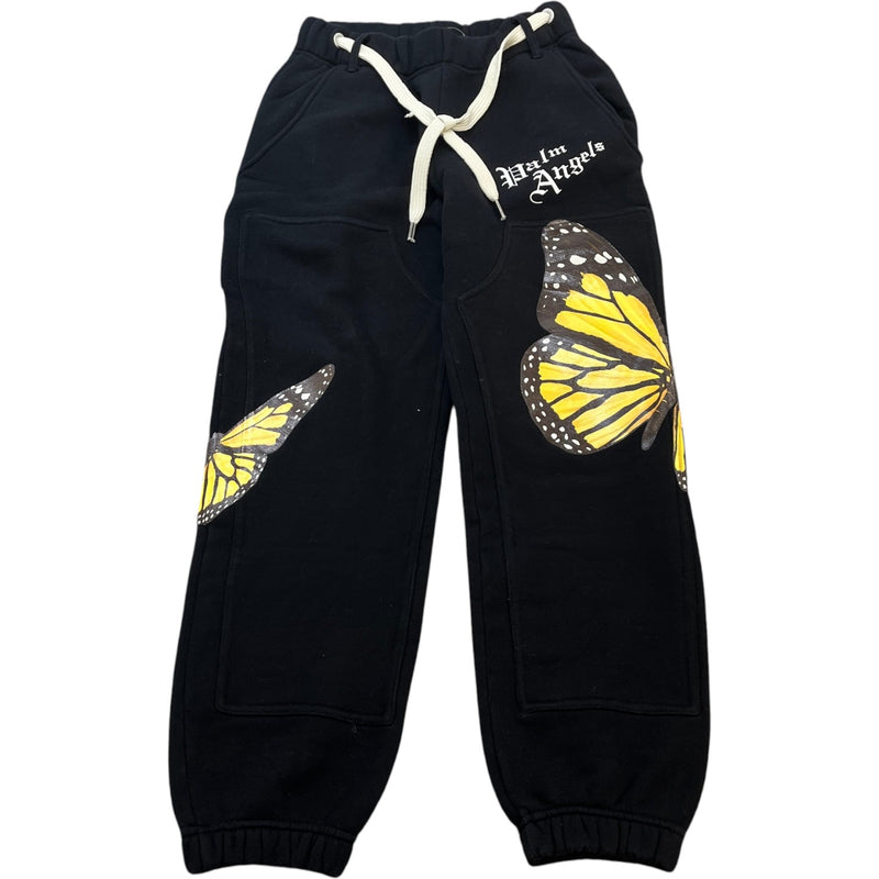 Men's Butterfly Motif Tapered Joggers Black Size S