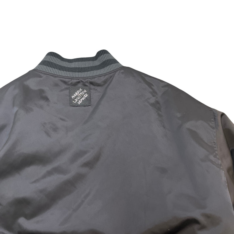 Men's Embellished Nylon Baseball Blouson Jacket Black Size XL