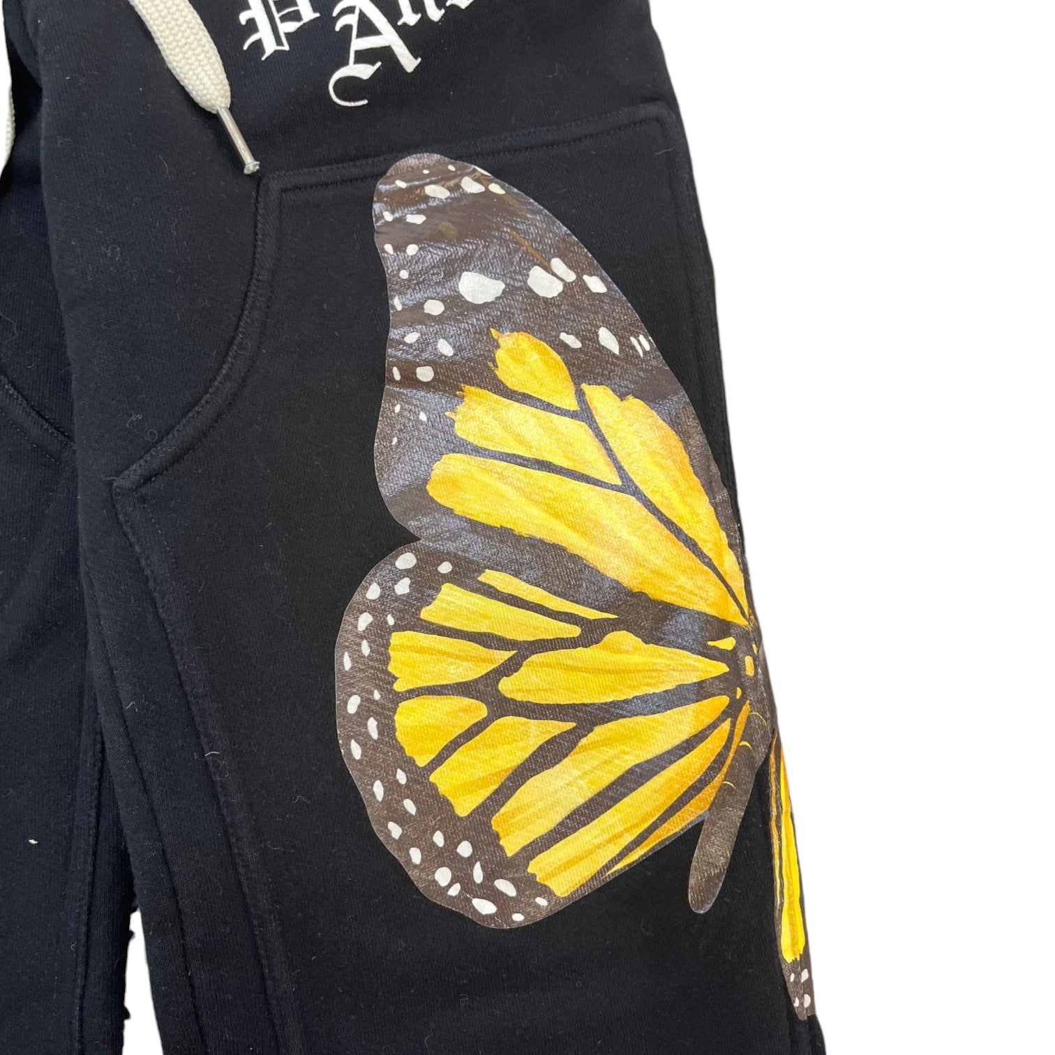 Men's Butterfly Motif Tapered Joggers Black Size S - Photo 7