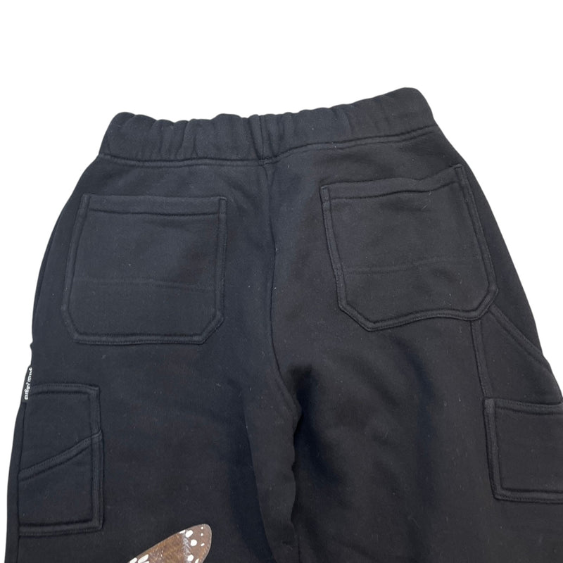 Men's Butterfly Motif Tapered Joggers Black Size S