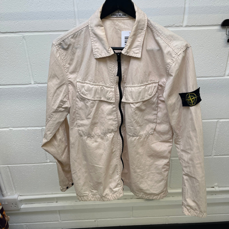Men's Applique Logo OverShirt Beige Size M