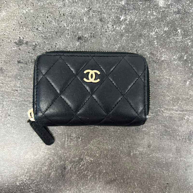 Women's CC Lambskin Quilted Coin Purse Black