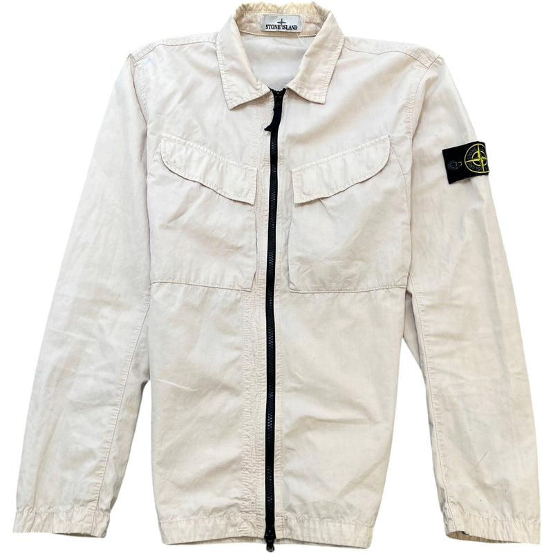 Men's Applique Logo OverShirt Beige Size M