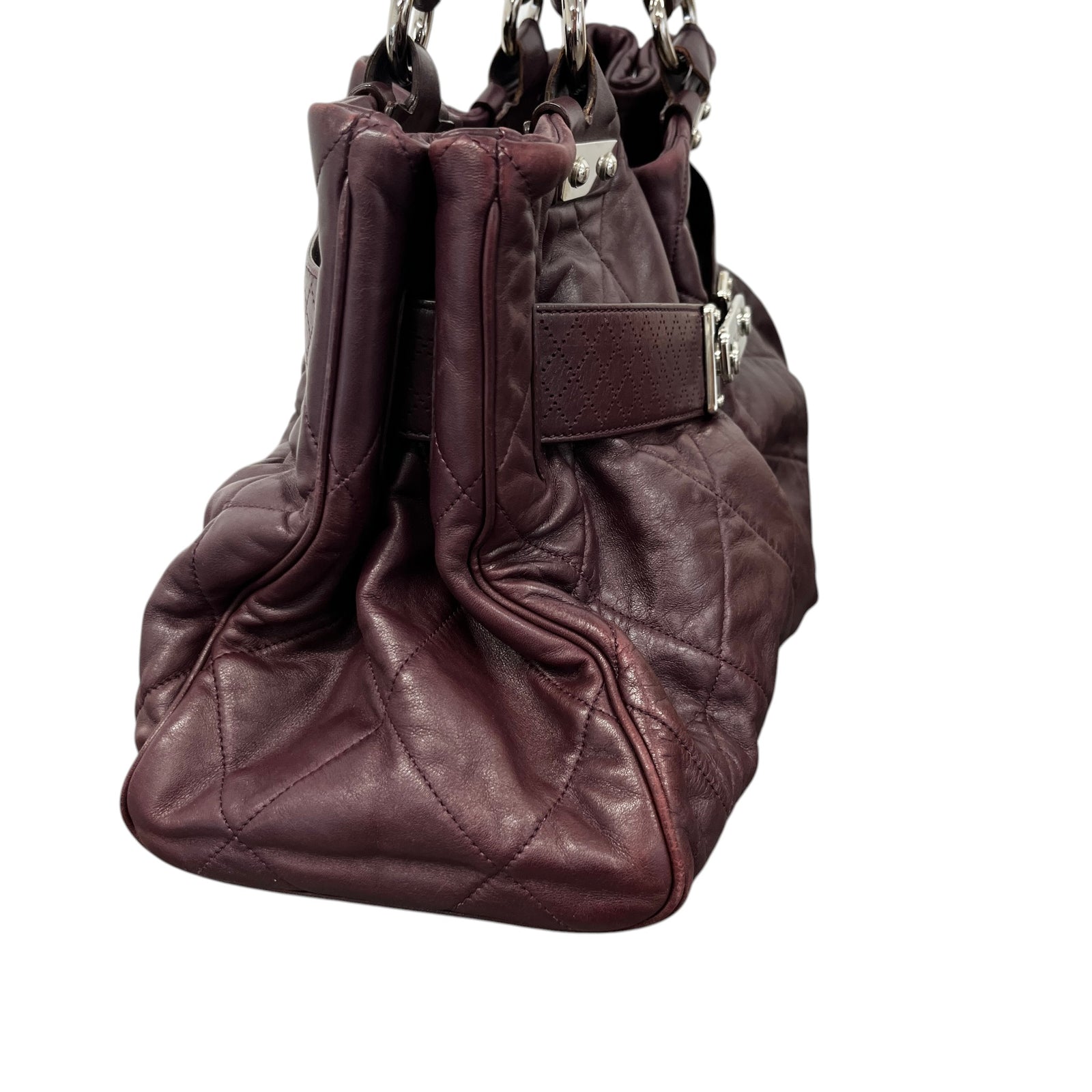Women's Paris-Londres Door Latch Tote Handbag Burgundy - Photo 5