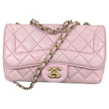 Women's Mini Lambskin Mademoiselle Chic Flap Handbag Pink