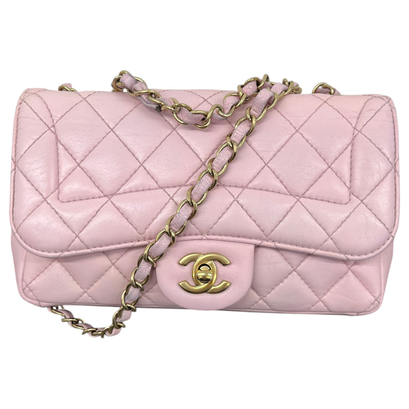 Women's Mini Lambskin Mademoiselle Chic Flap Handbag Pink