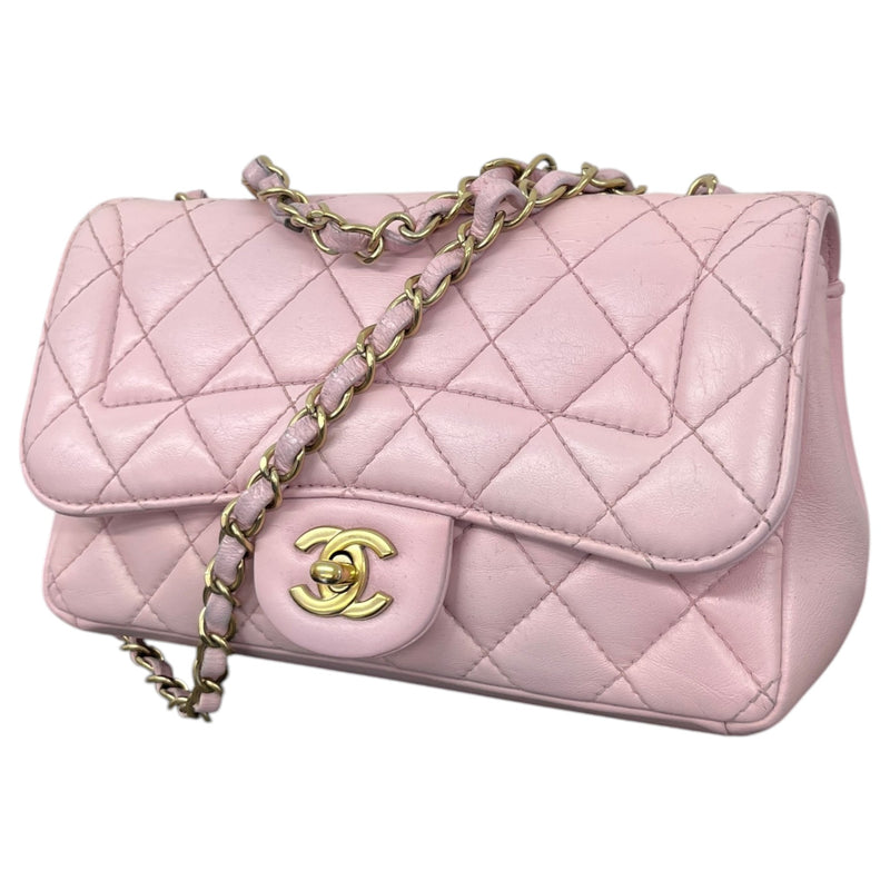 Women's Mini Lambskin Mademoiselle Chic Flap Handbag Pink