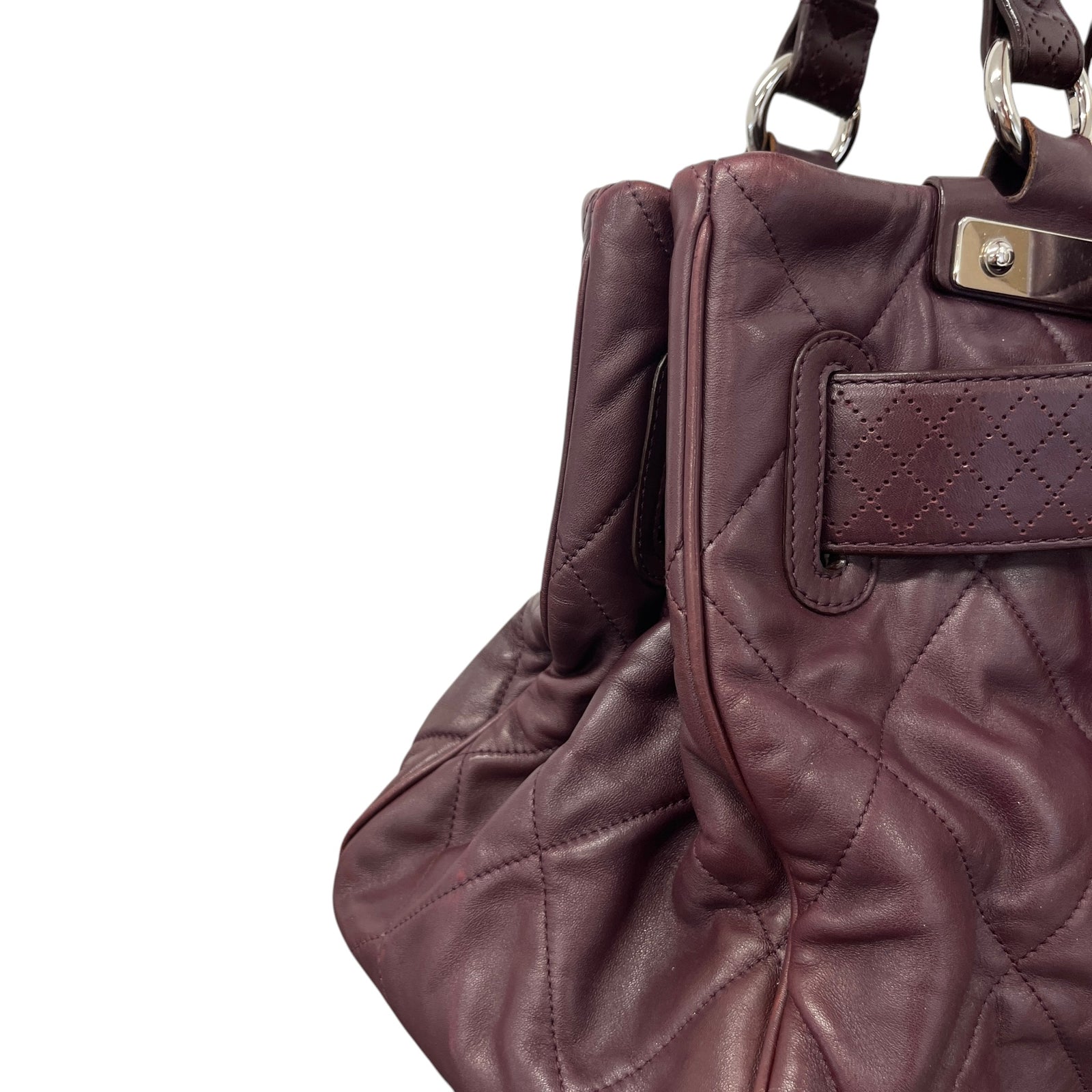 Women's Paris-Londres Door Latch Tote Handbag Burgundy - Photo 7