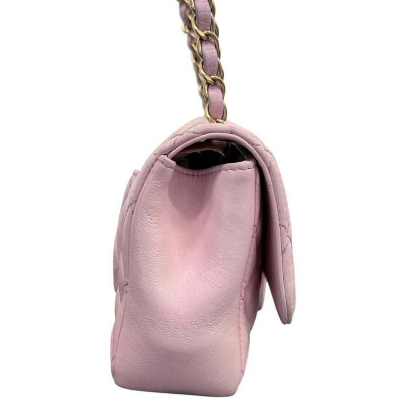 Women's Mini Lambskin Mademoiselle Chic Flap Handbag Pink